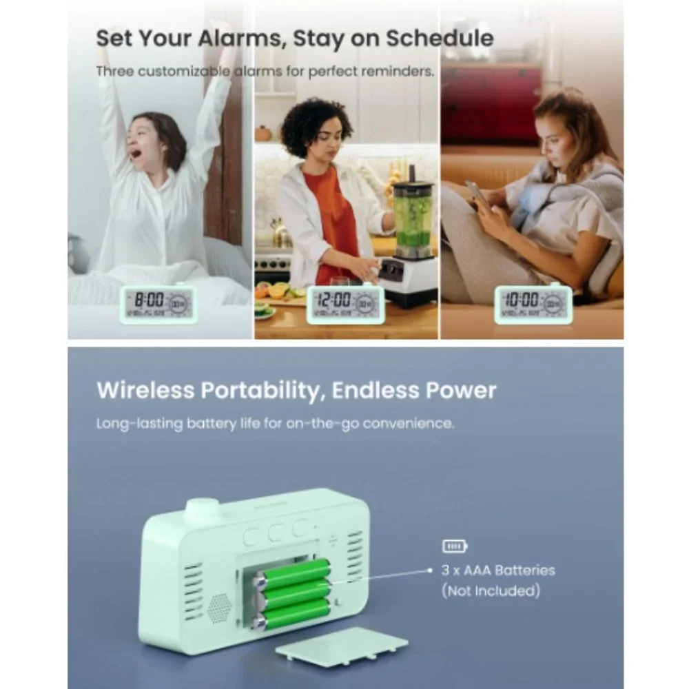 All-in-One Multifunctional Digital Alarm Clock -Time Manager Clock - LED Display